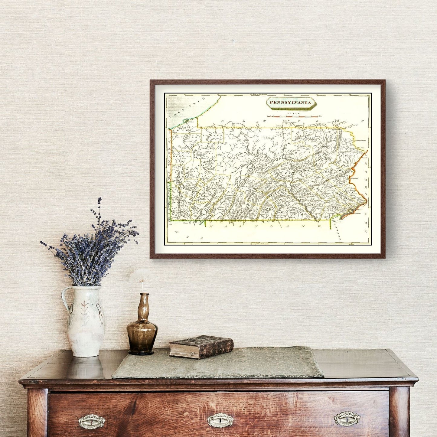 Vintage Map of Pennsylvania, 1804