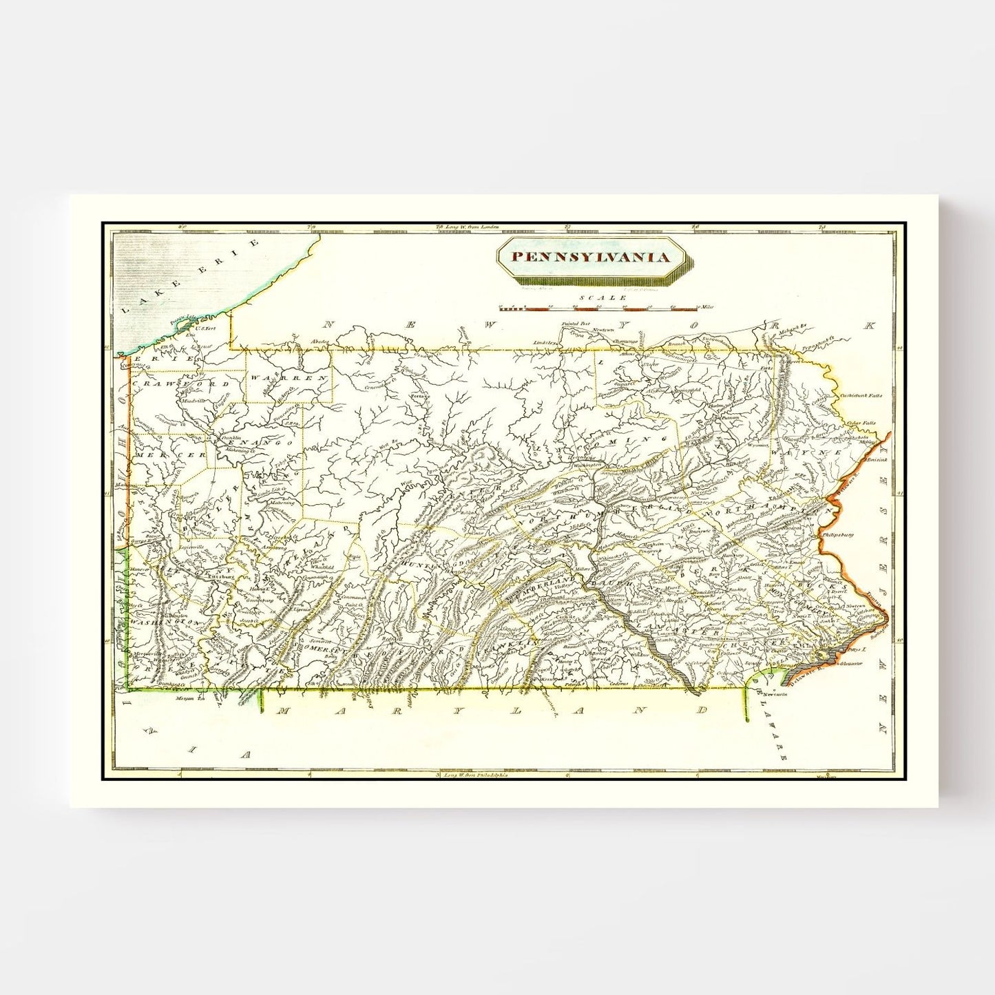 Vintage Map of Pennsylvania, 1804