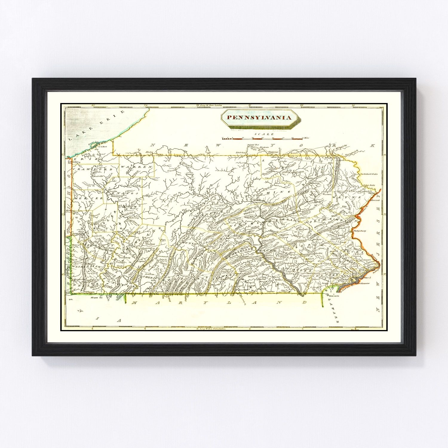 Vintage map of Pennsylvania, 1804
