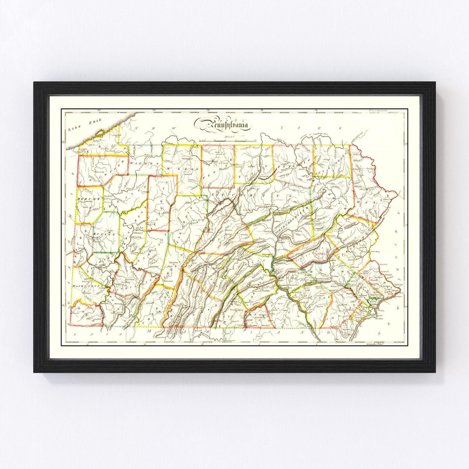 vintage map of Pennsylvania, 1814
