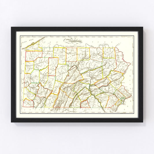 vintage map of Pennsylvania, 1814
