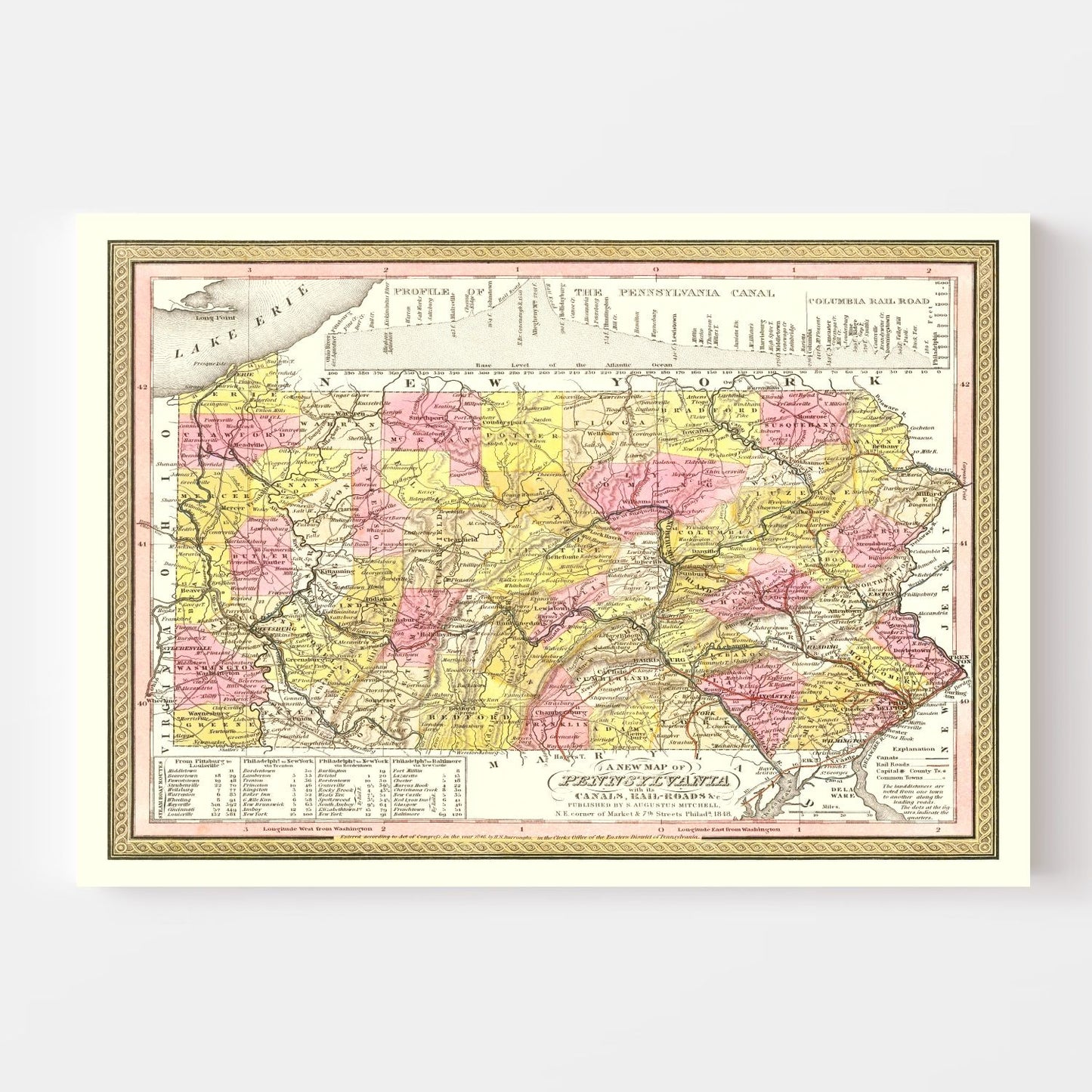 Vintage Map of Pennsylvania, 1836