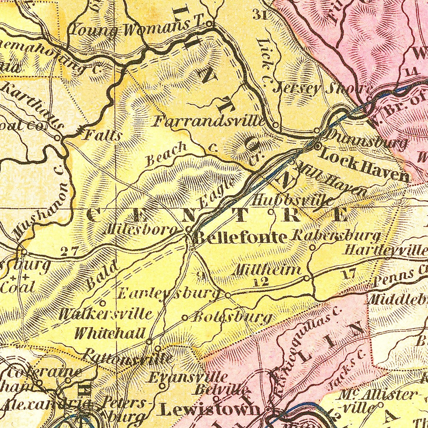 Vintage Map of Pennsylvania, 1836