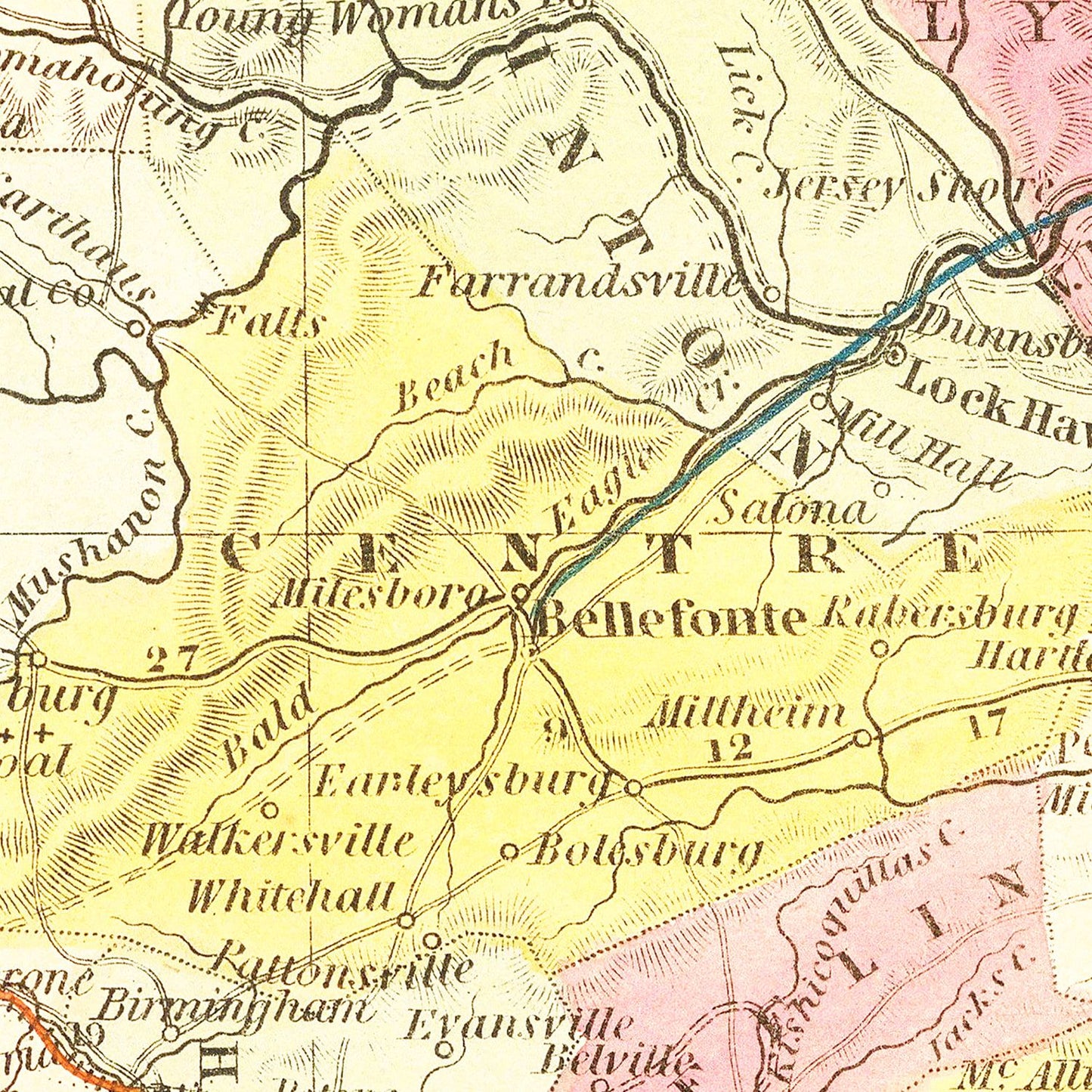 Vintage Map of Pennsylvania, 1850