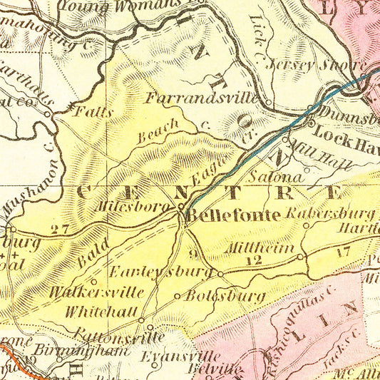 Vintage Map of Pennsylvania, 1850
