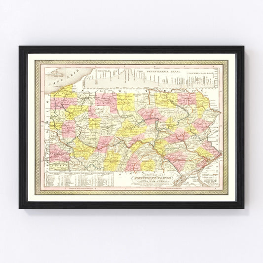 vintage map of Pennsylvania, 1850