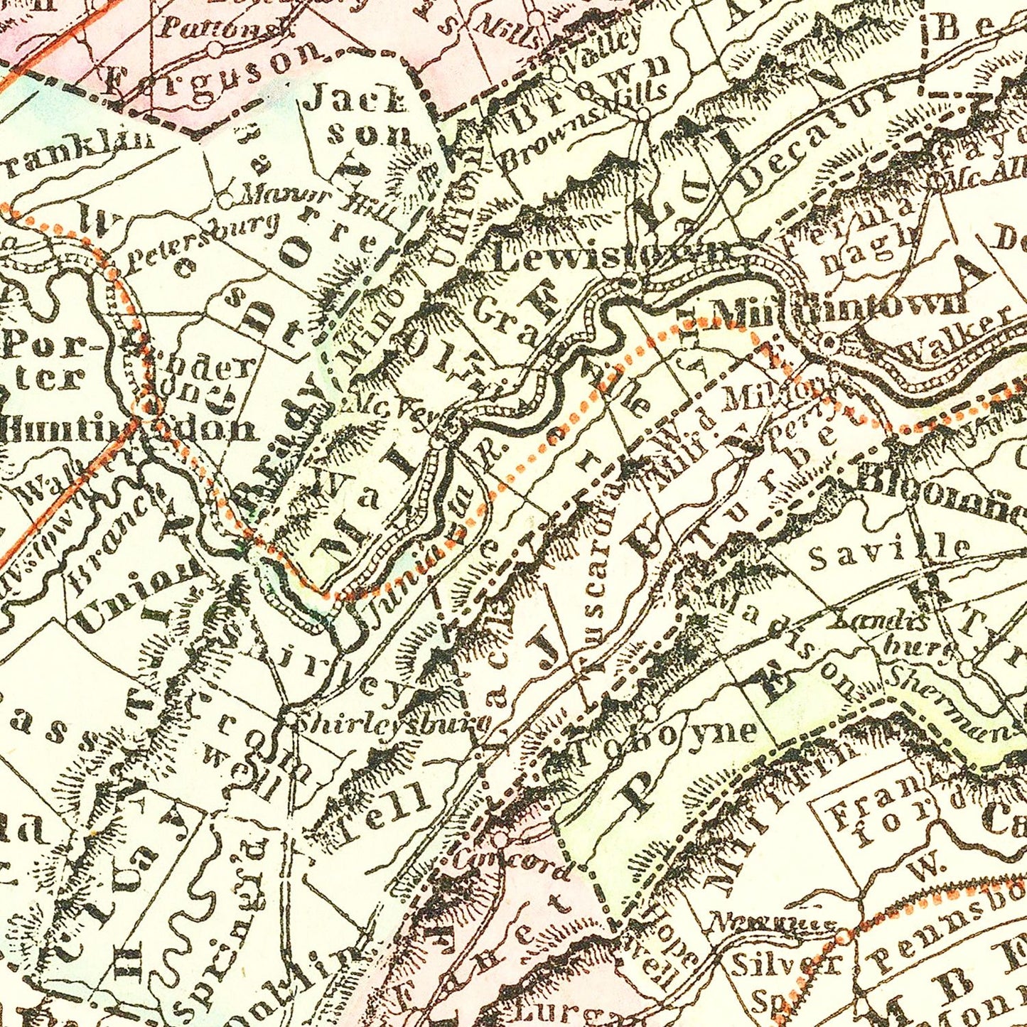 Vintage Map of Pennsylvania, 1856
