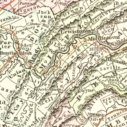 Vintage Map of Pennsylvania, 1856