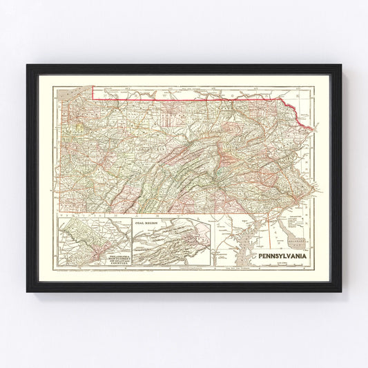 vintage map of Pennsylvania, 1856