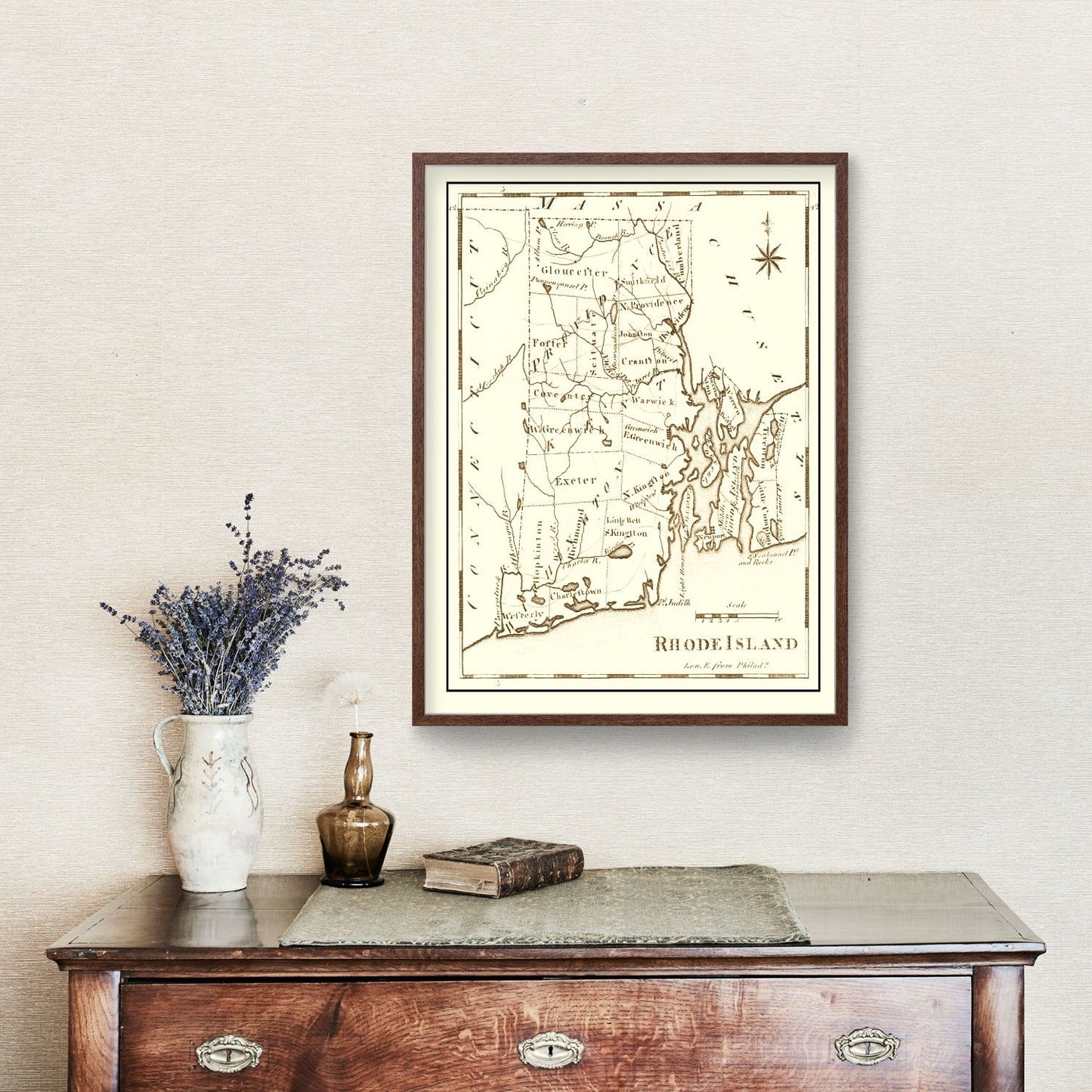 Vintage Map of Rhode Island, 1795