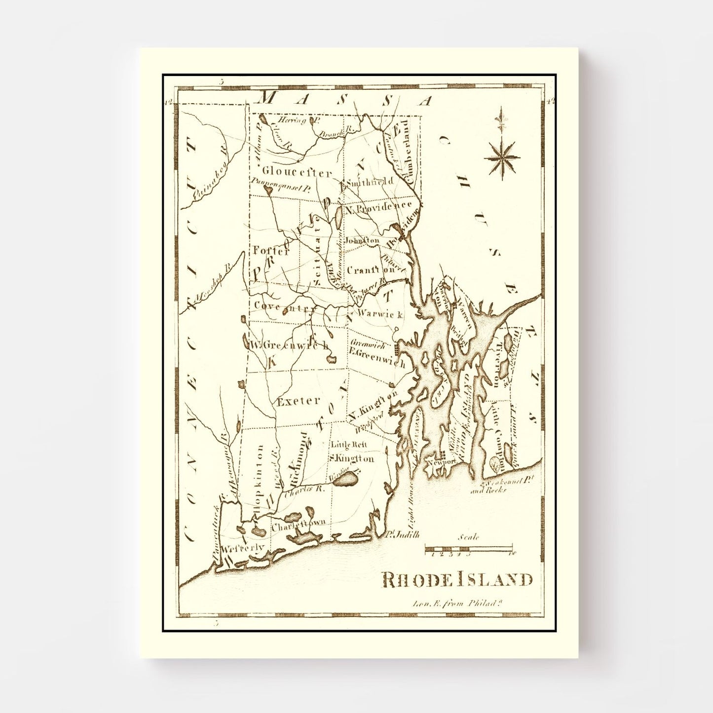 Vintage Map of Rhode Island, 1795