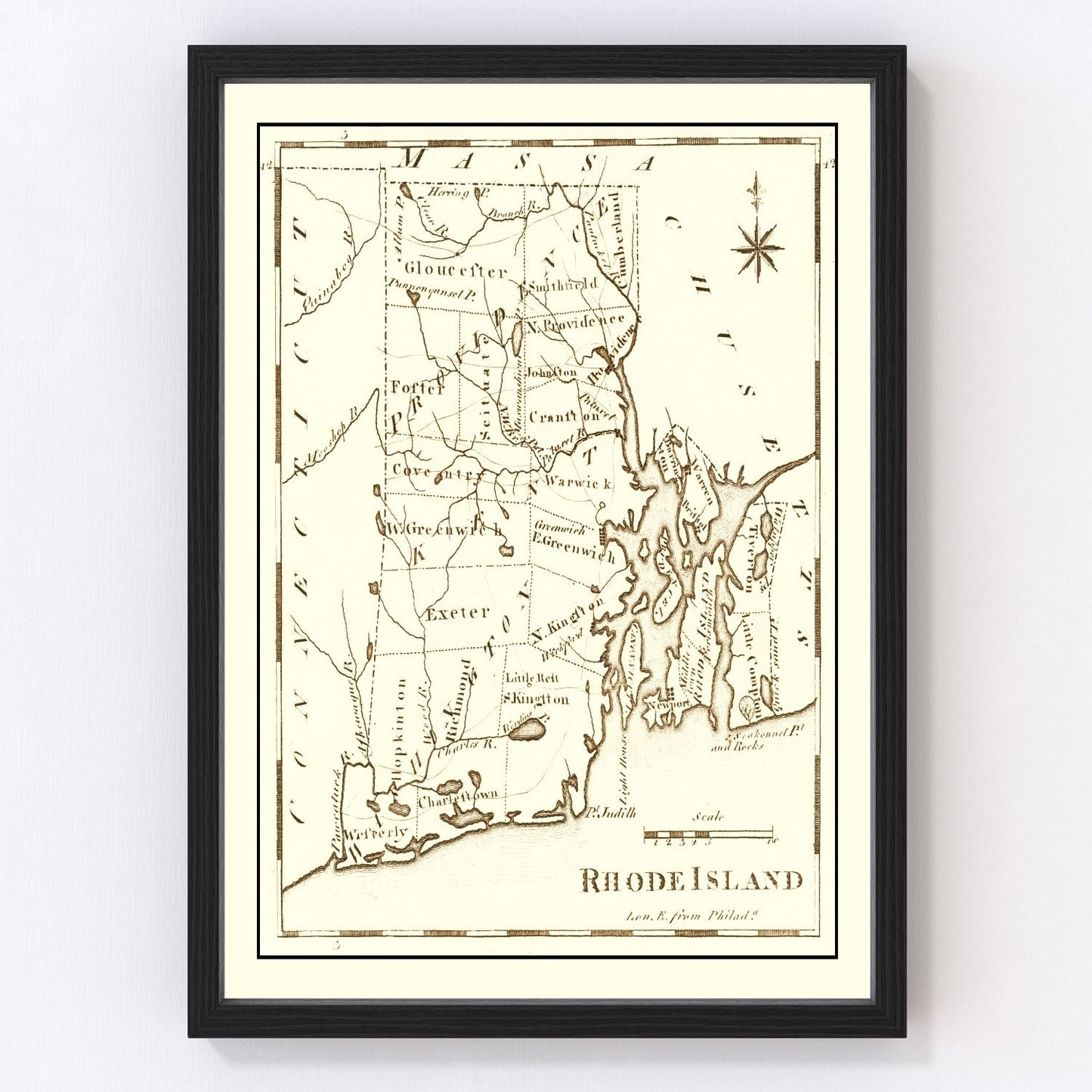 Vintage map of Rhode Island, 1795
