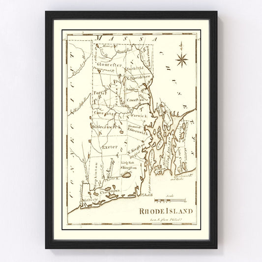 Vintage map of Rhode Island, 1795