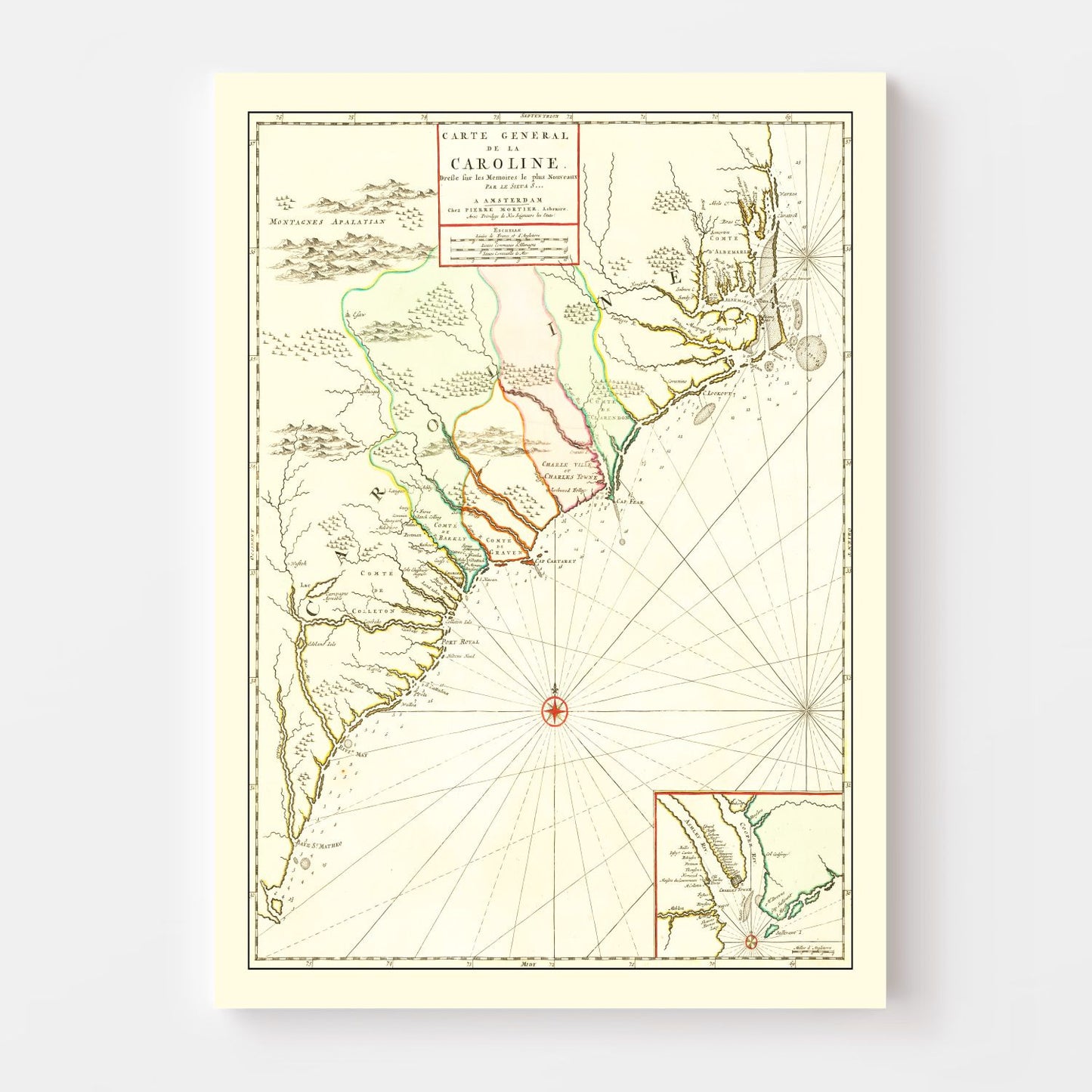 Vintage Map of South Carolina, 1696
