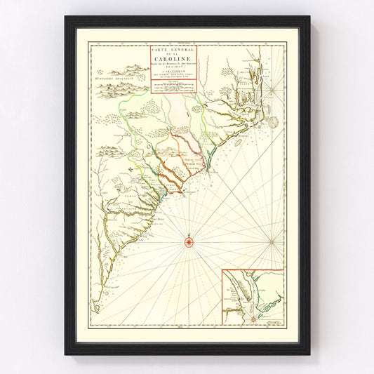 vintage map of South Carolina, 1696
