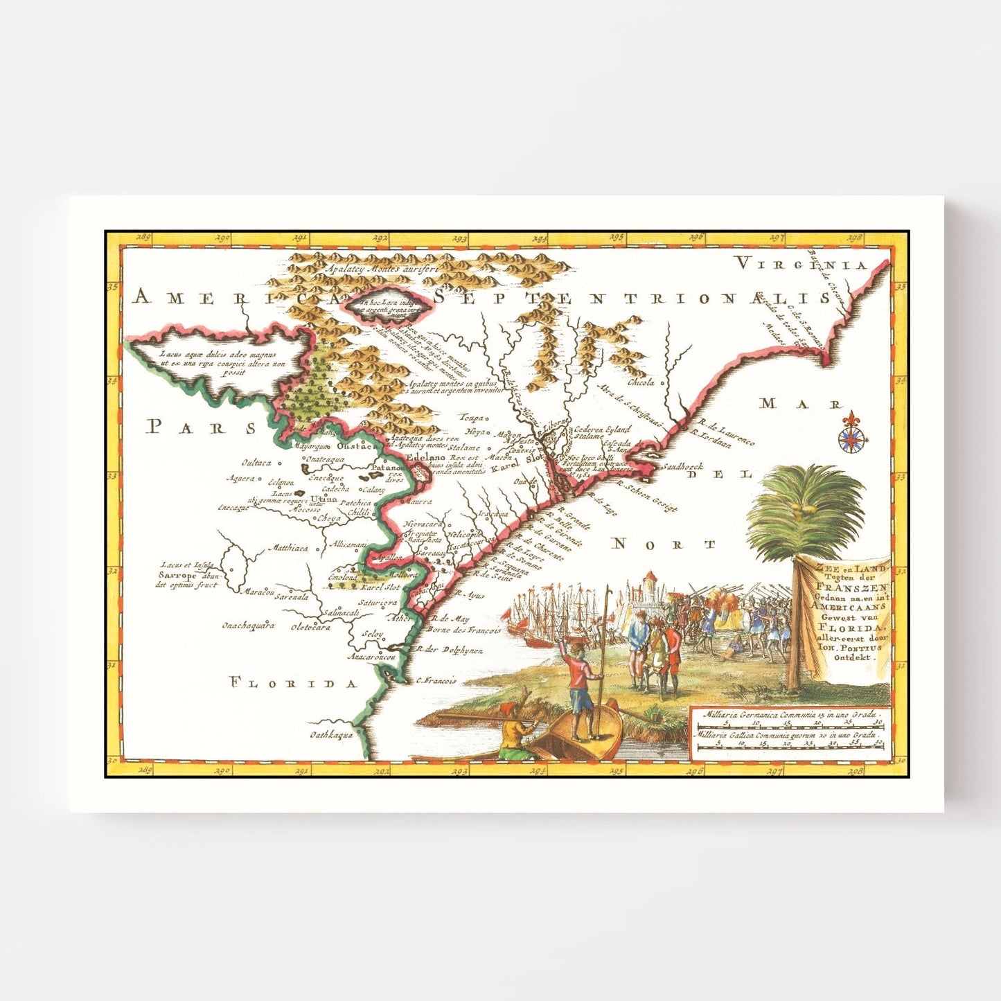 Vintage Map of South Carolina, 1706