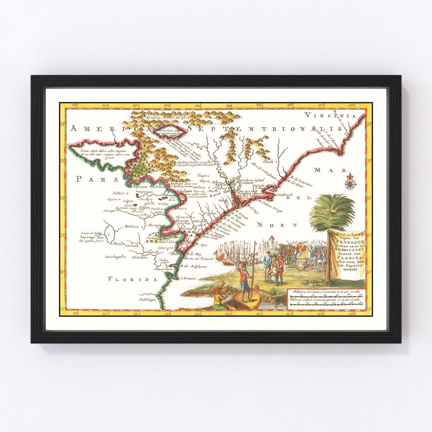 vintage map of South Carolina, 1706