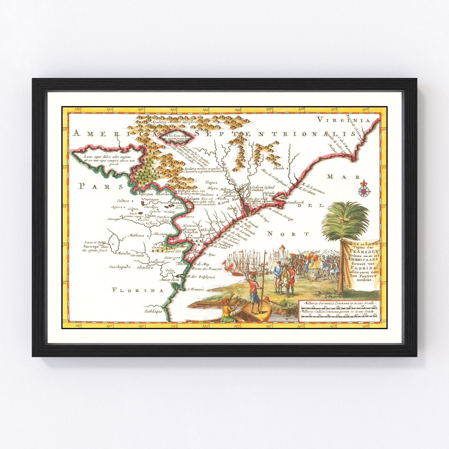 vintage map of South Carolina, 1706