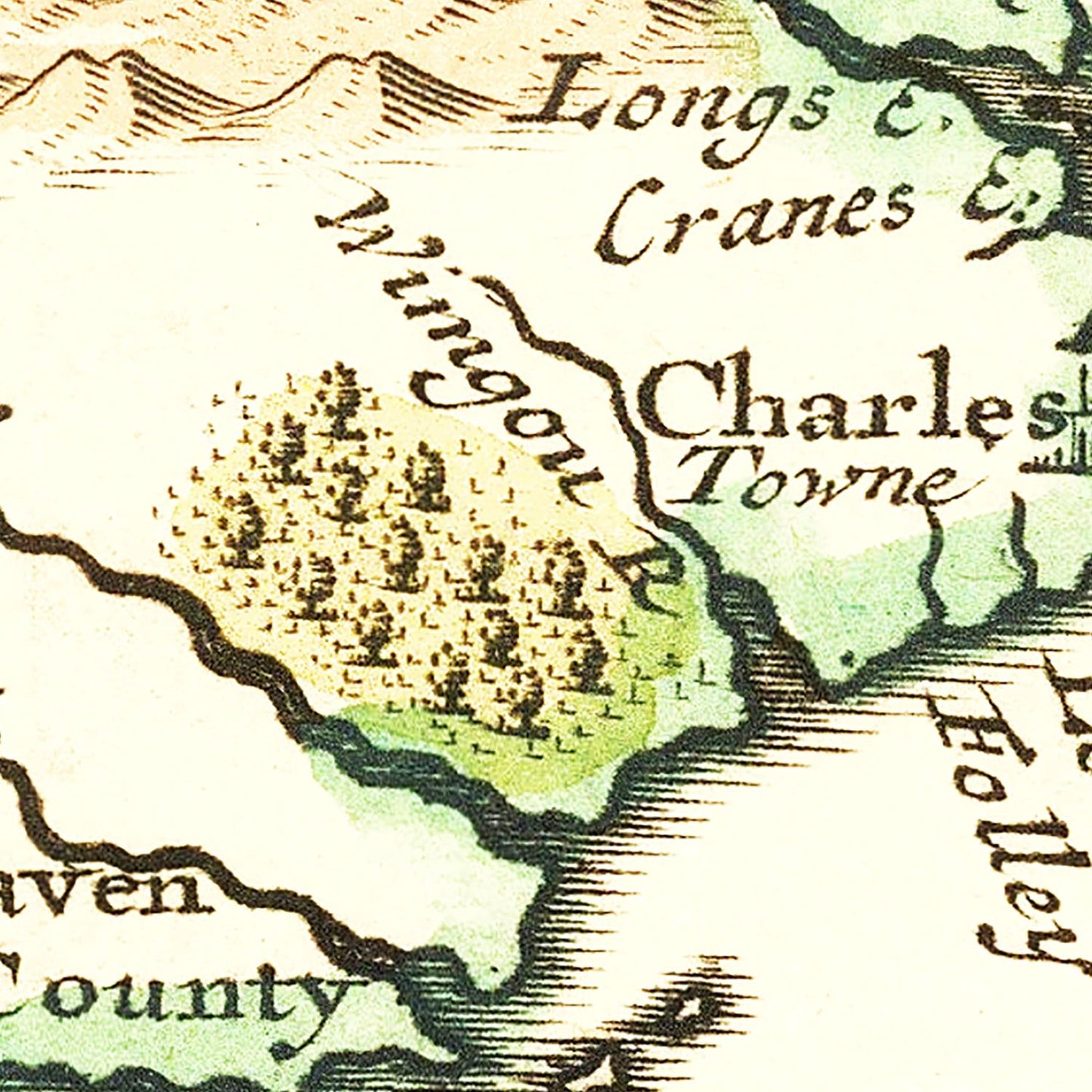 Vintage Map of South Carolina, 1721