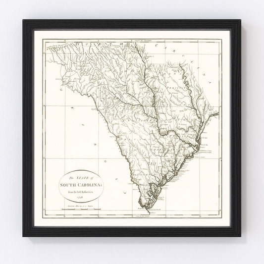 vintage map of South Carolina, 1796