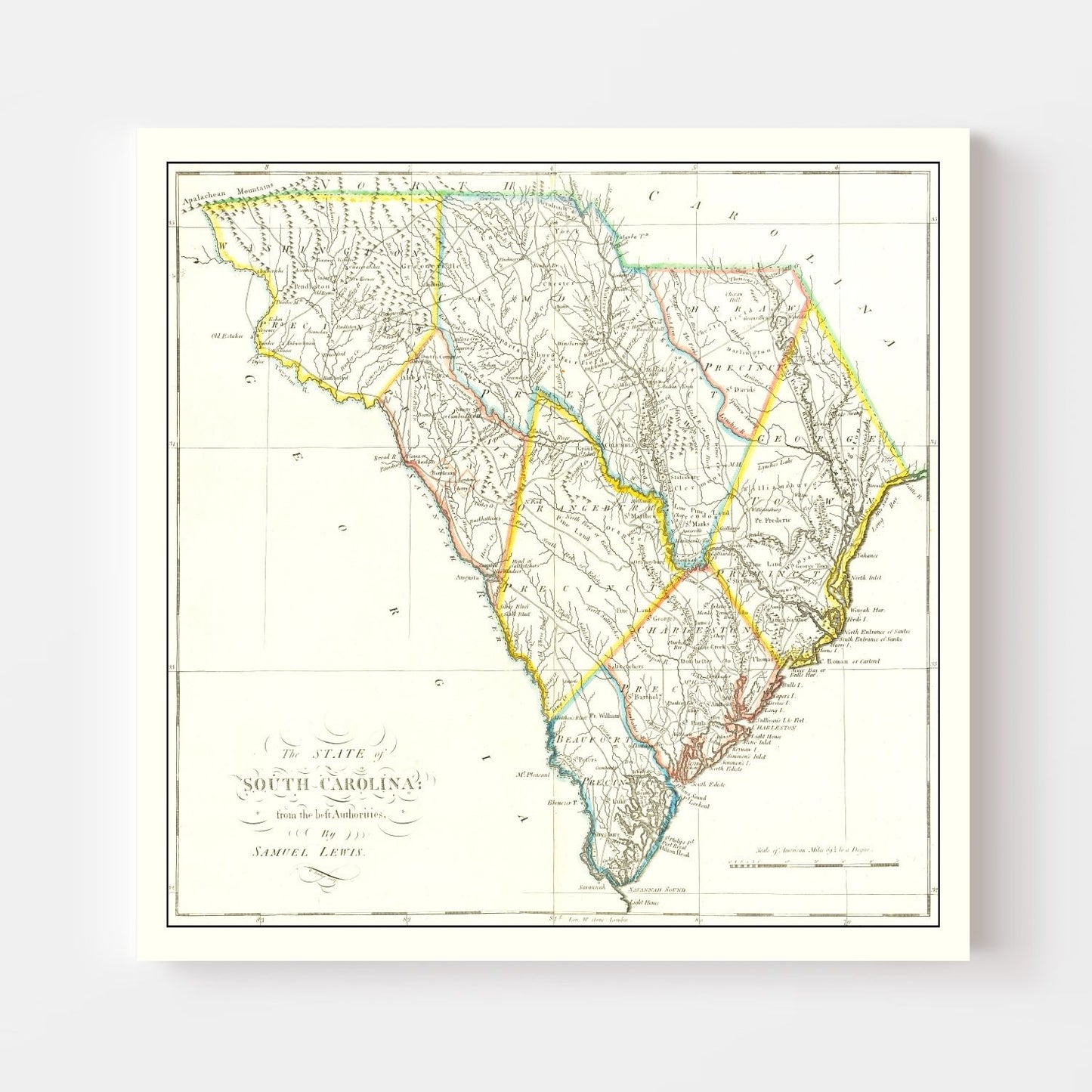 Vintage Map of South Carolina, 1814