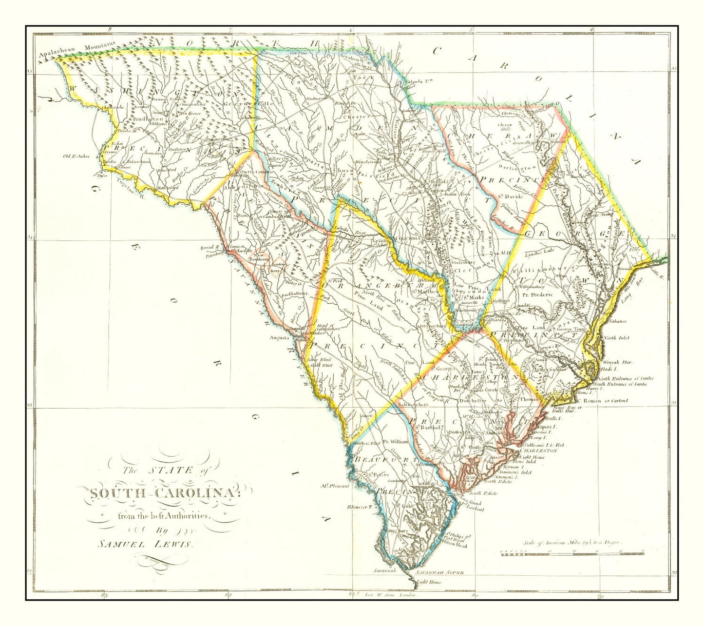 Vintage Map of South Carolina, 1814