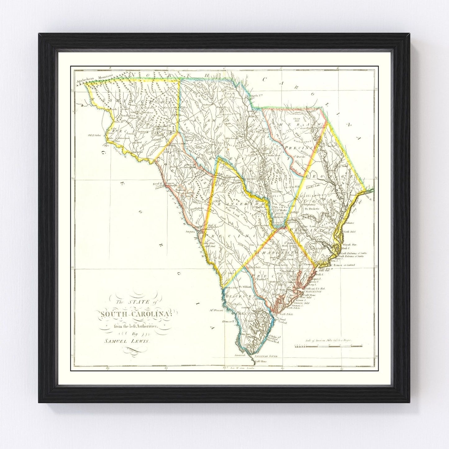 Vintage map of South Carolina, 1814