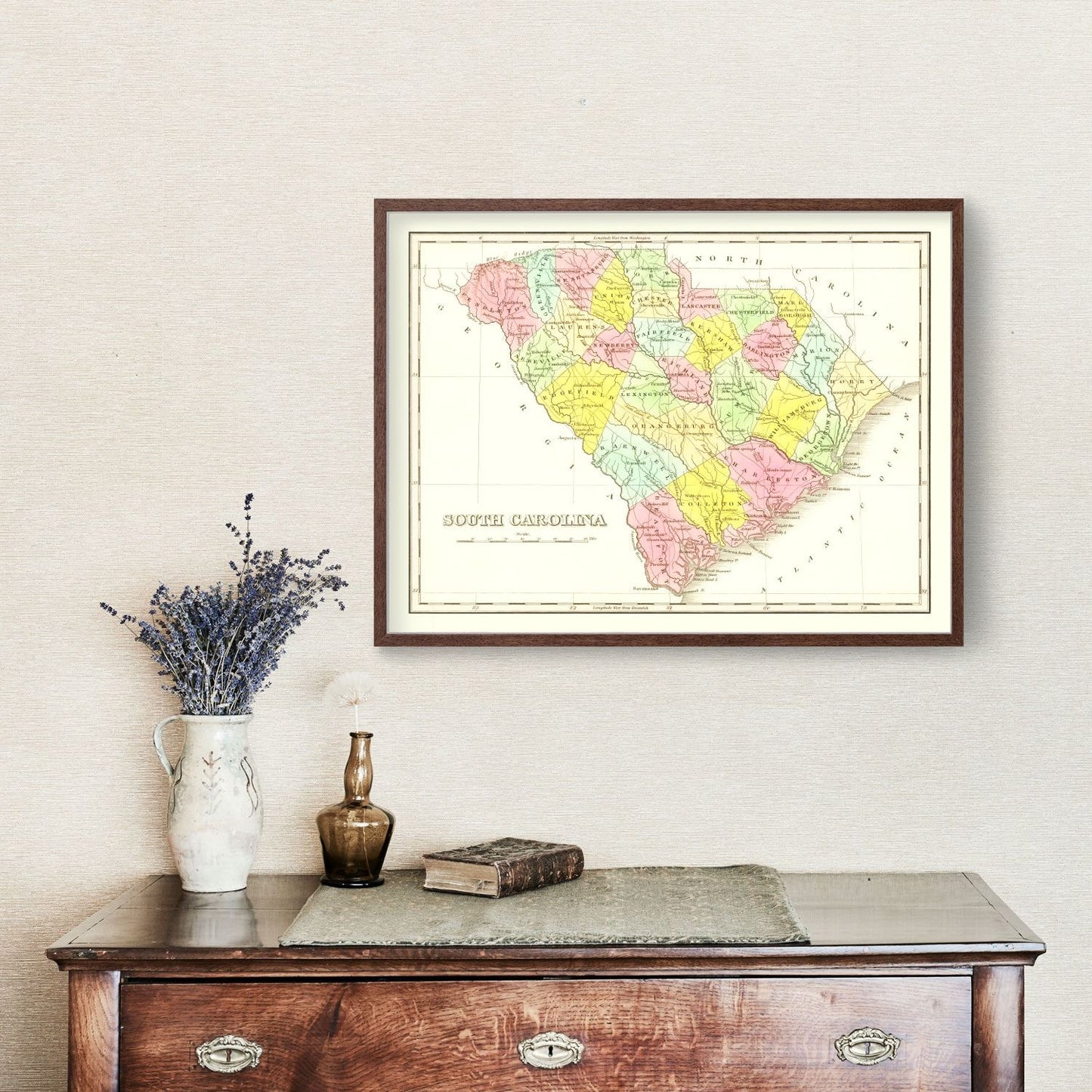 Vintage Map of South Carolina, 1824
