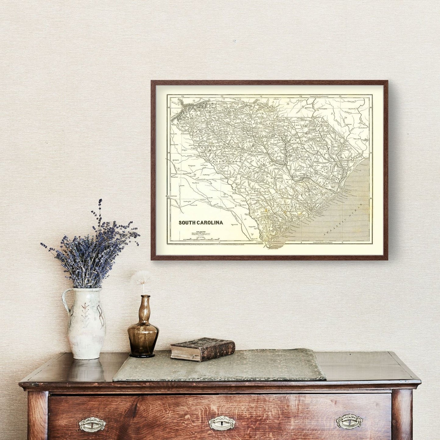 Vintage Map of South Carolina, 1843