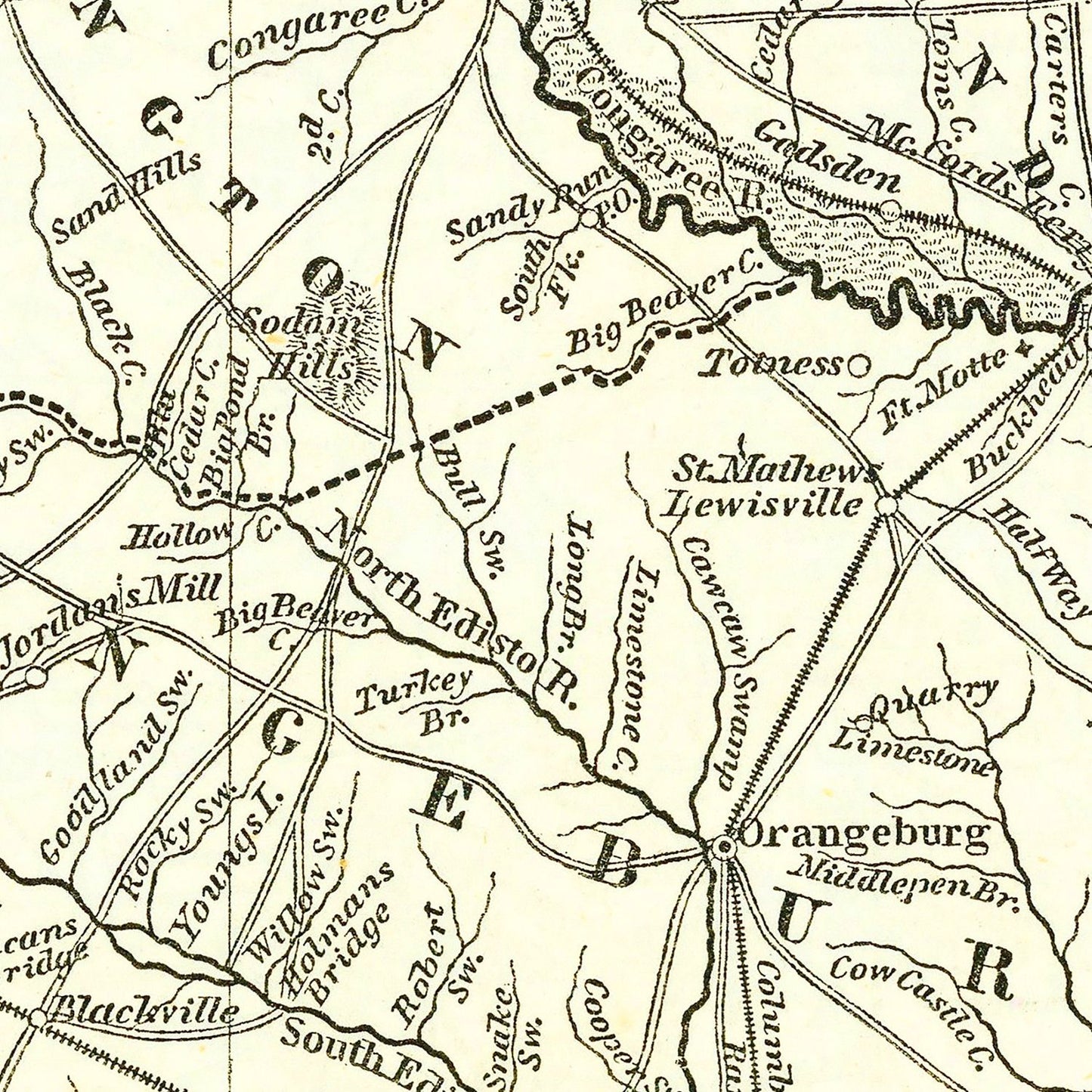 Vintage Map of South Carolina, 1843