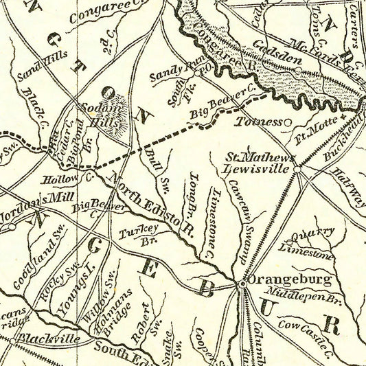 Vintage Map of South Carolina, 1843