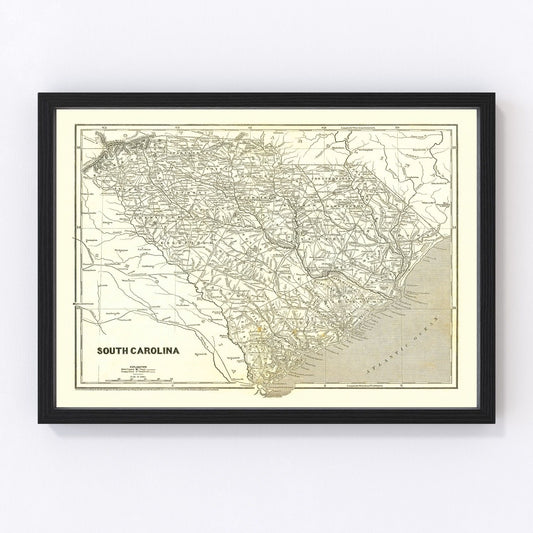 Vintage map of South Carolina, 1843