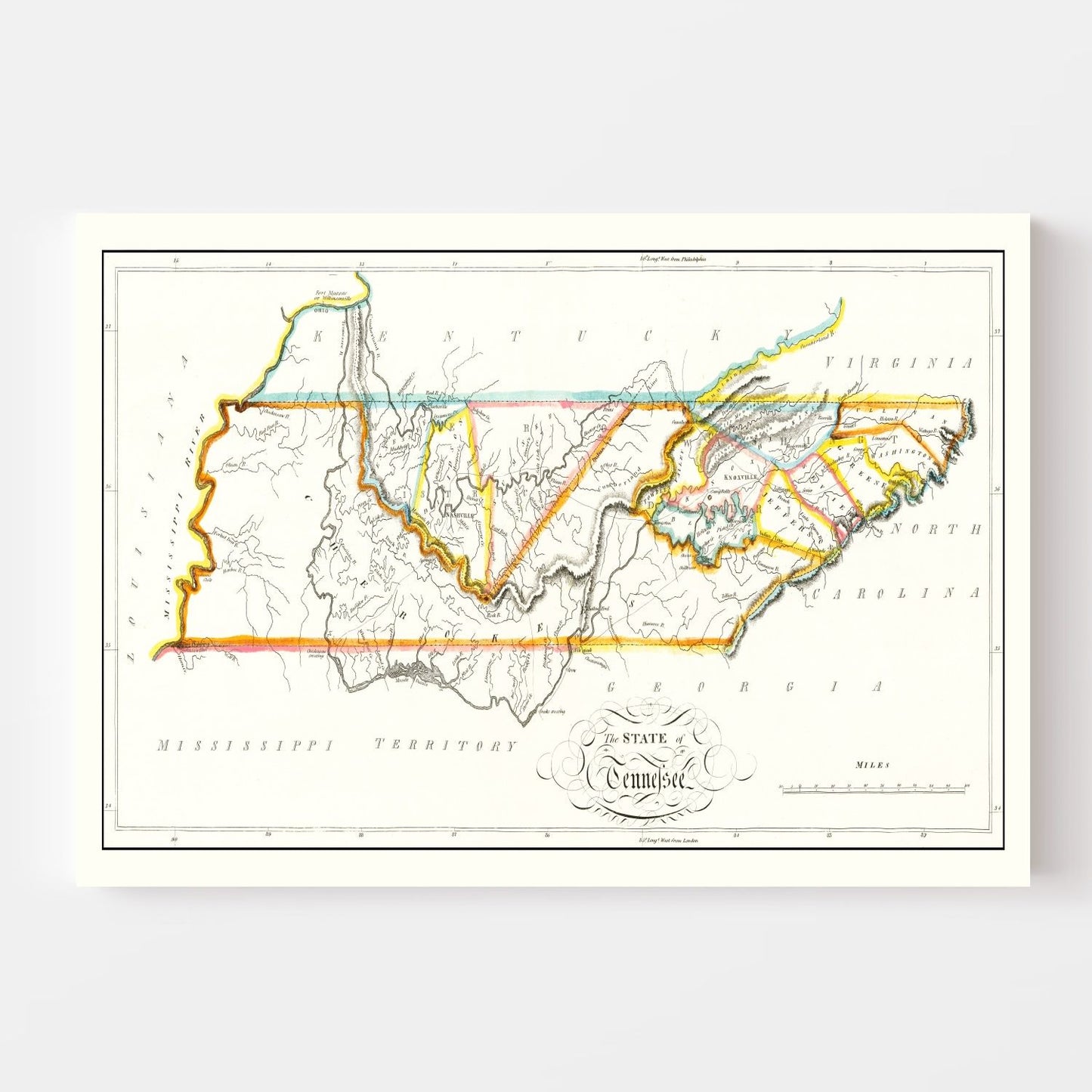 Vintage Map of Tennessee, 1814