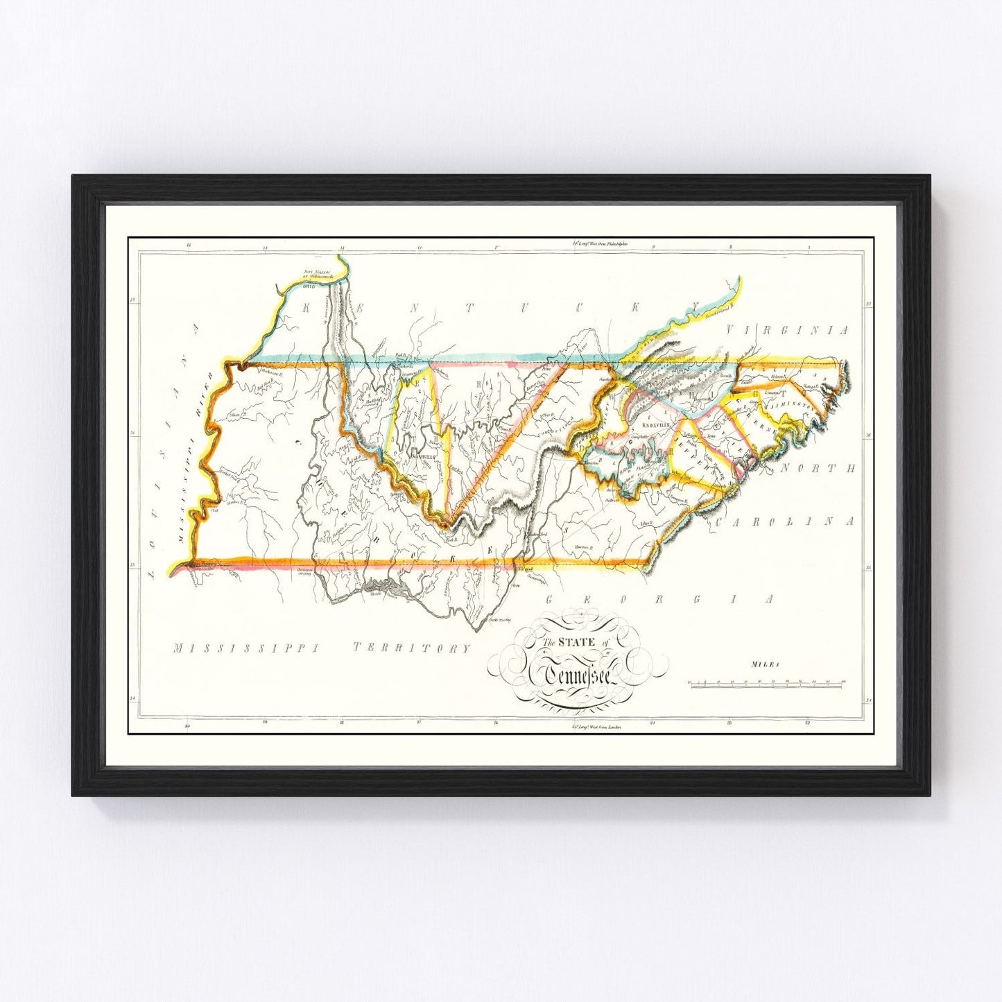 vintage map of Tennessee, 1814
