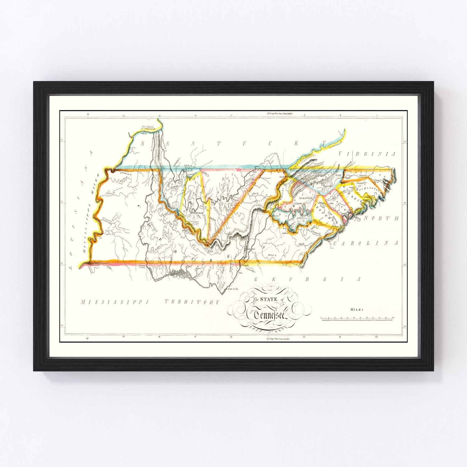 vintage map of Tennessee, 1814