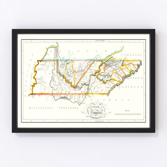vintage map of Tennessee, 1814
