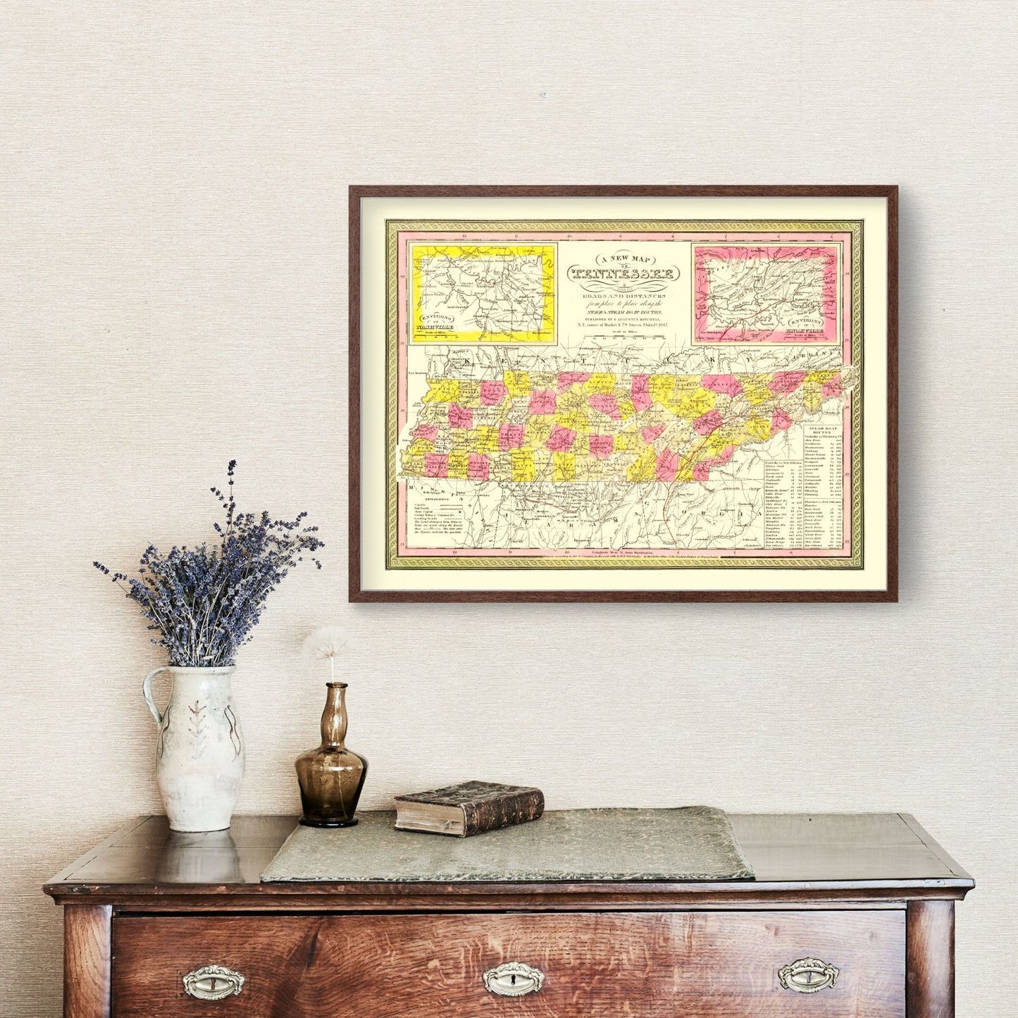 Vintage Map of Tennessee, 1847