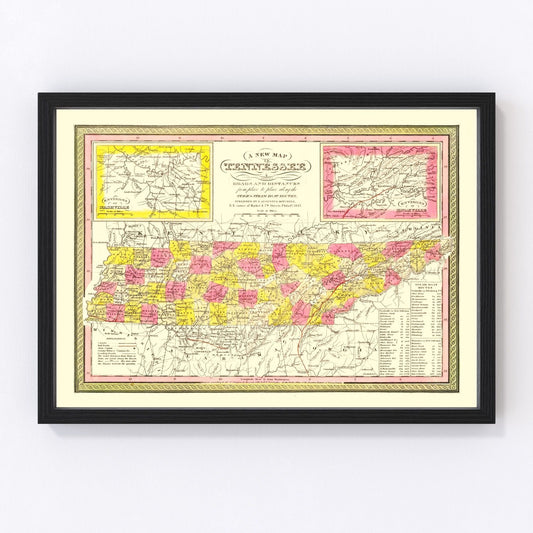 vintage map of Tennessee, 1847
