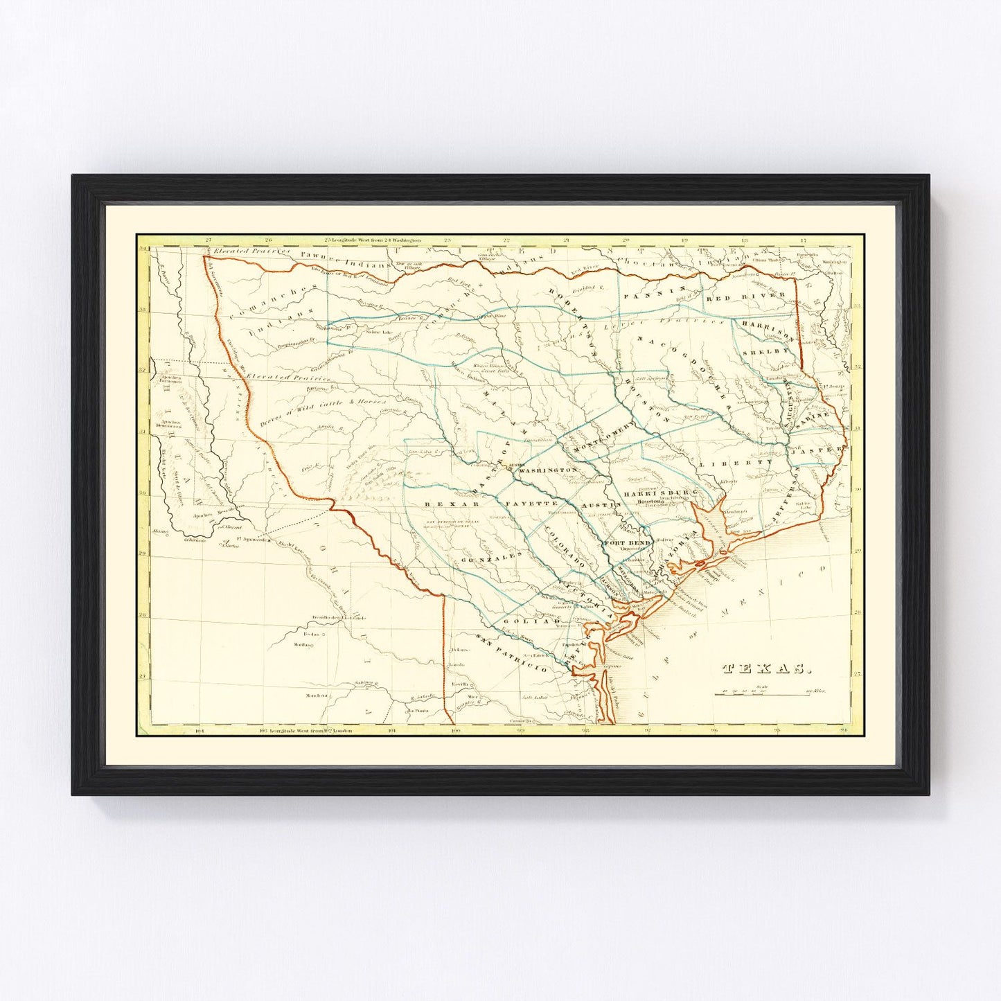 Vintage map of Texas, 1835