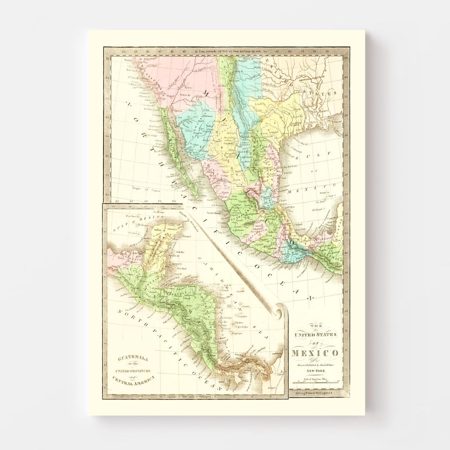 Vintage Map of Texas, 1836
