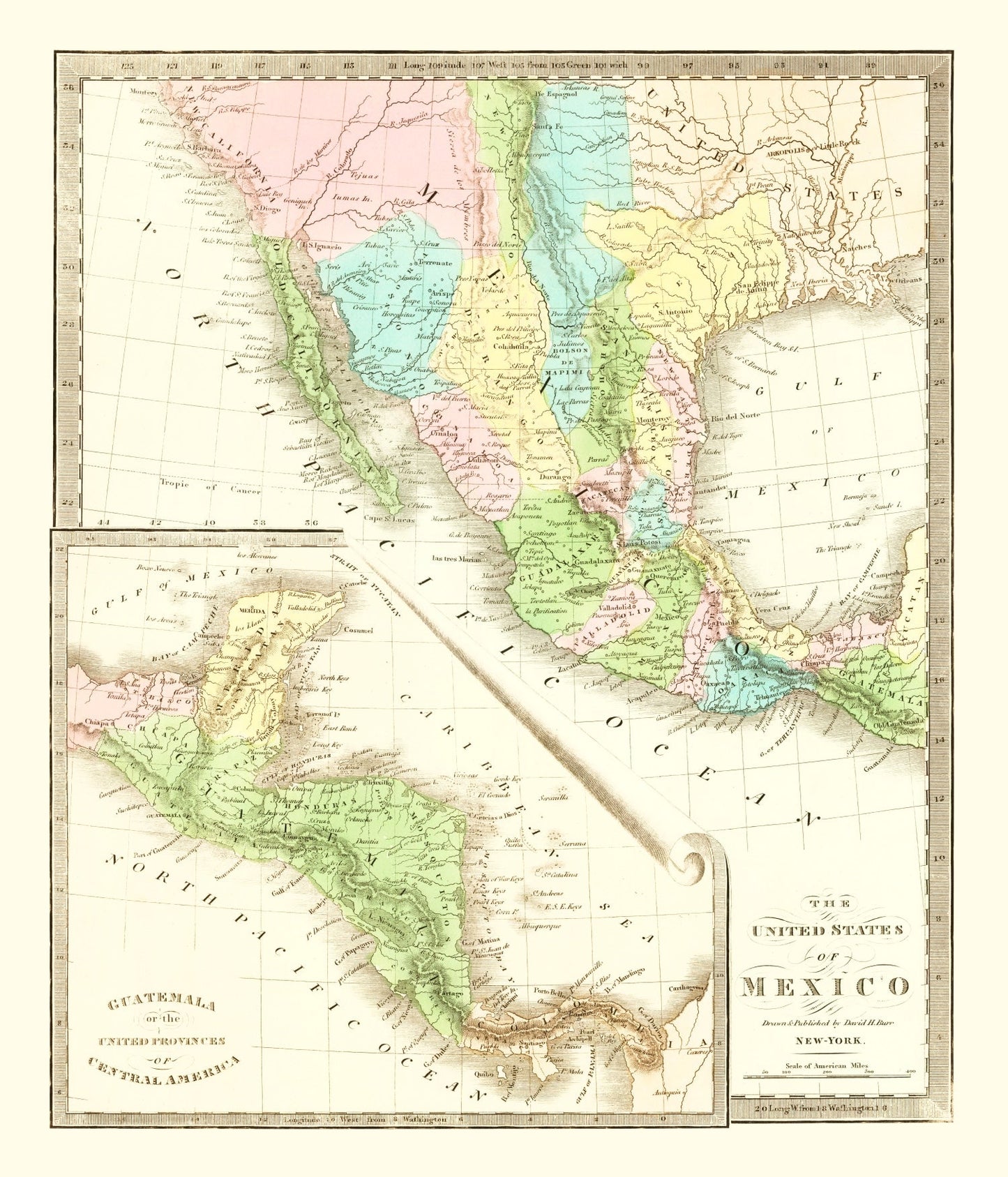 Vintage Map of Texas, 1836