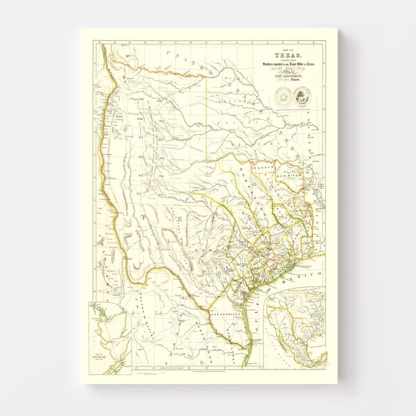 Vintage Map of Texas, 1841