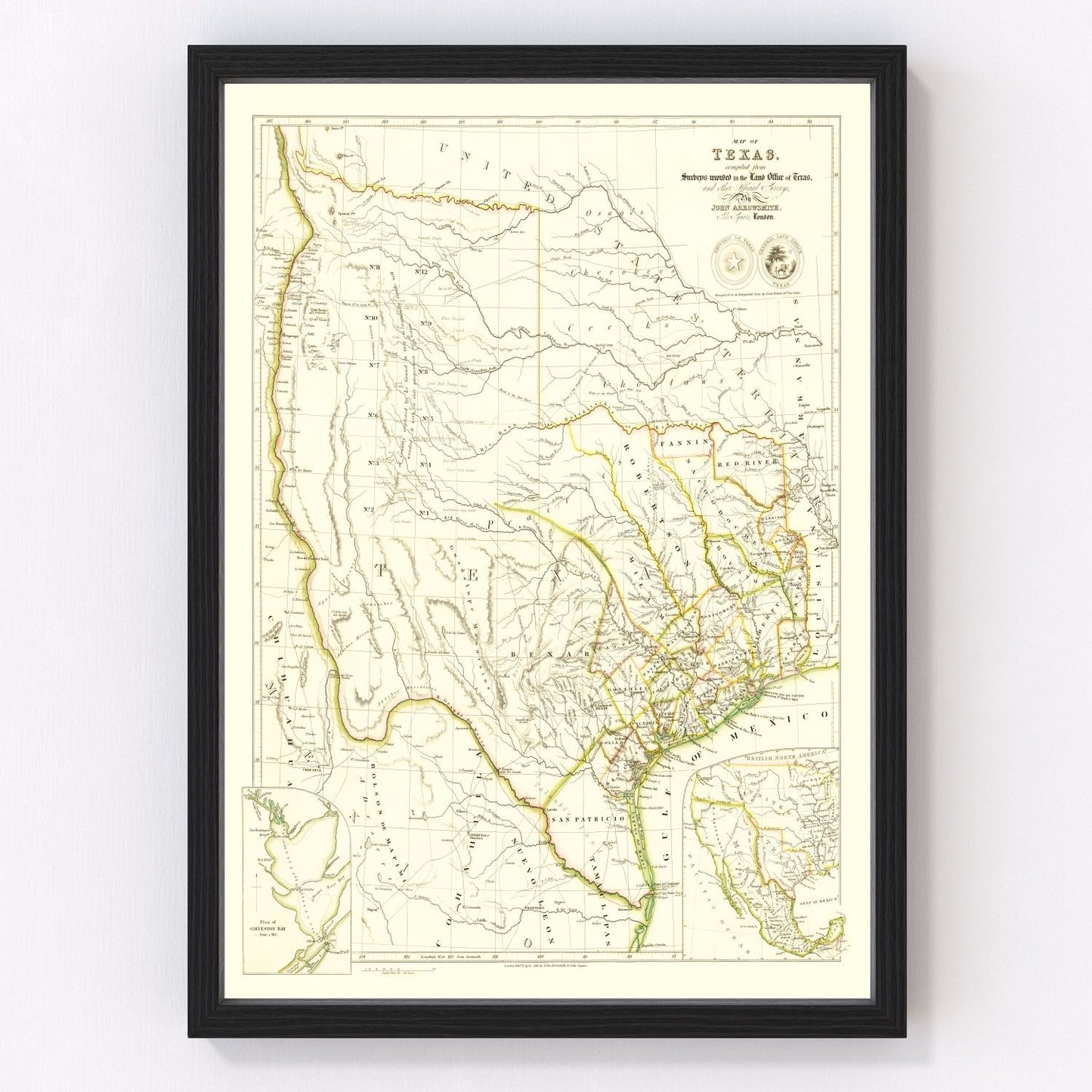 vintage map of Texas, 1841