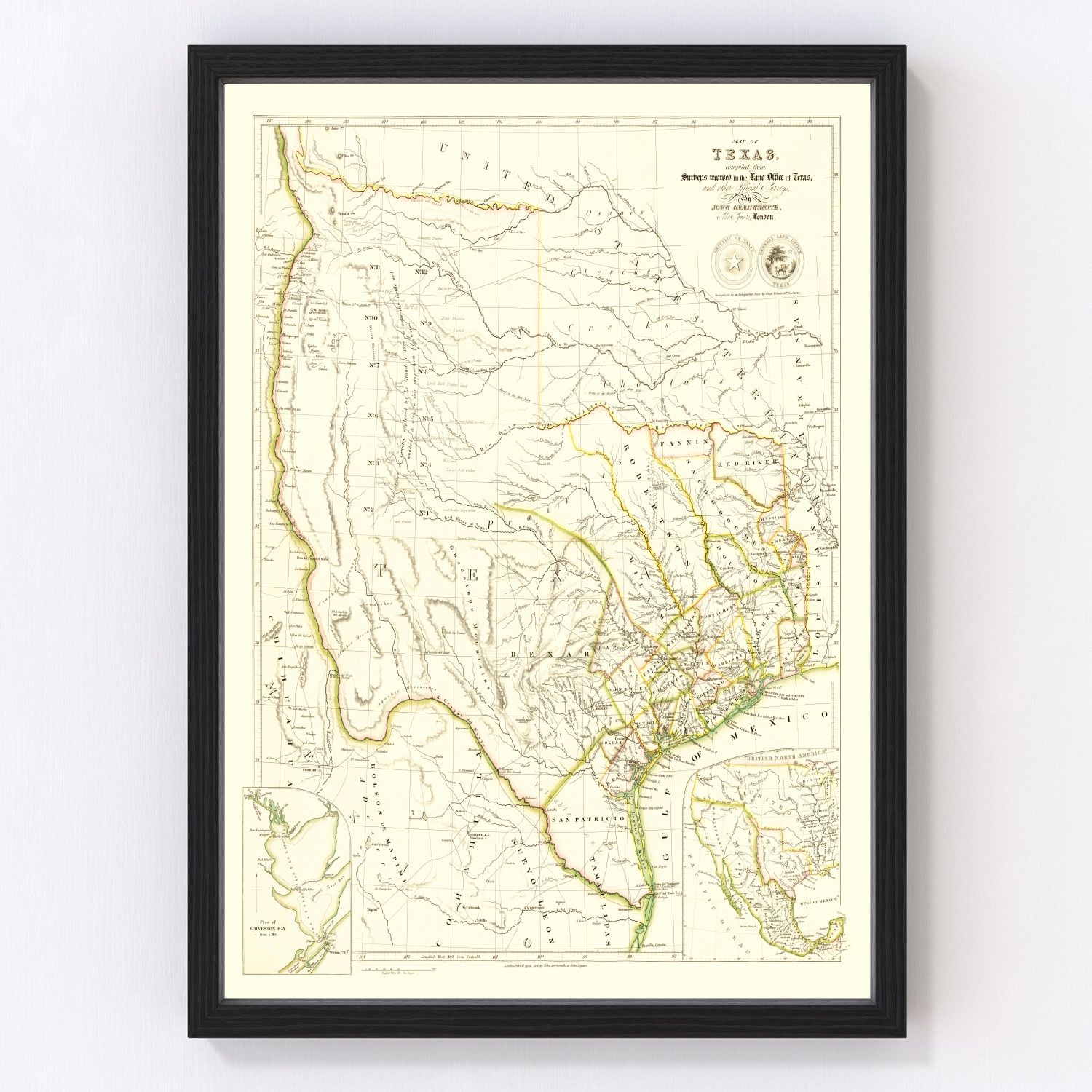 vintage map of Texas, 1841