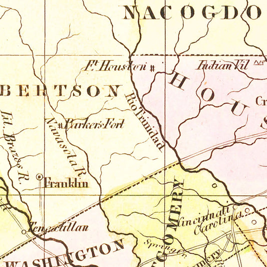 Vintage Map of Texas, 1842