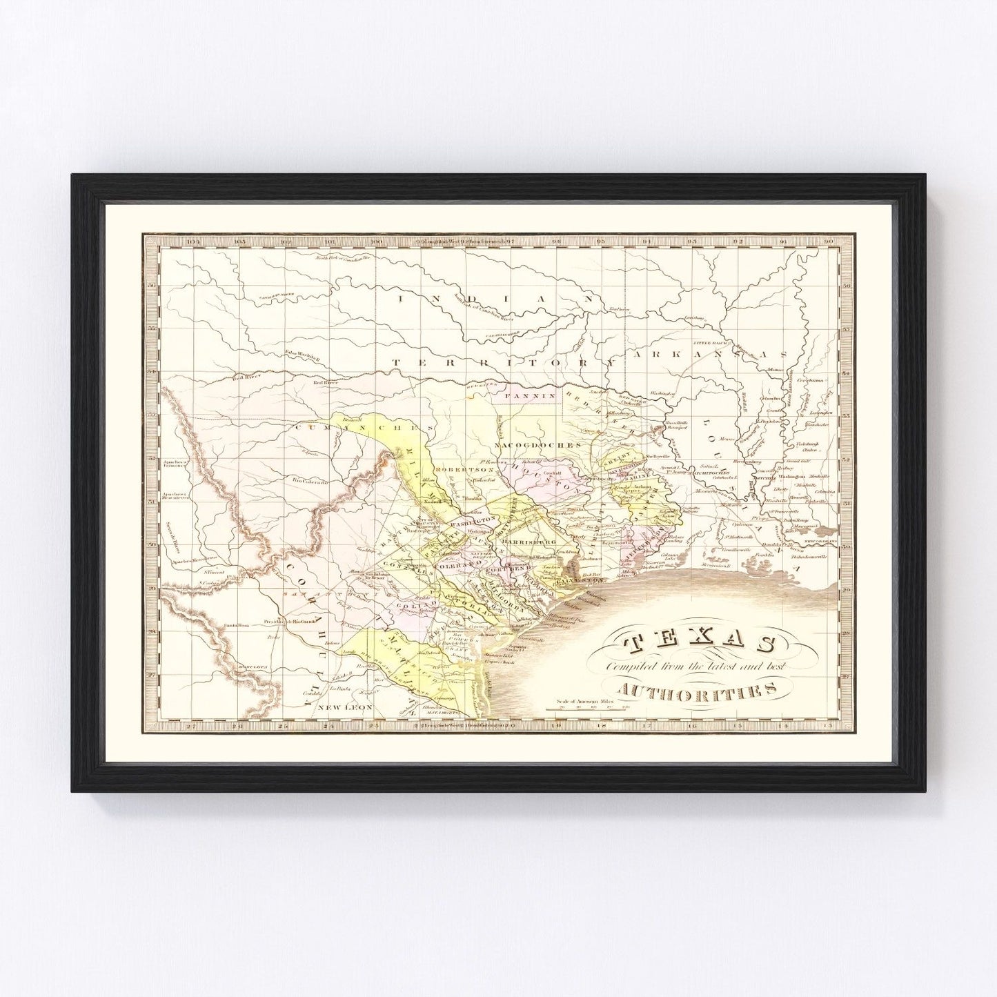 vintage map of Texas, 1842