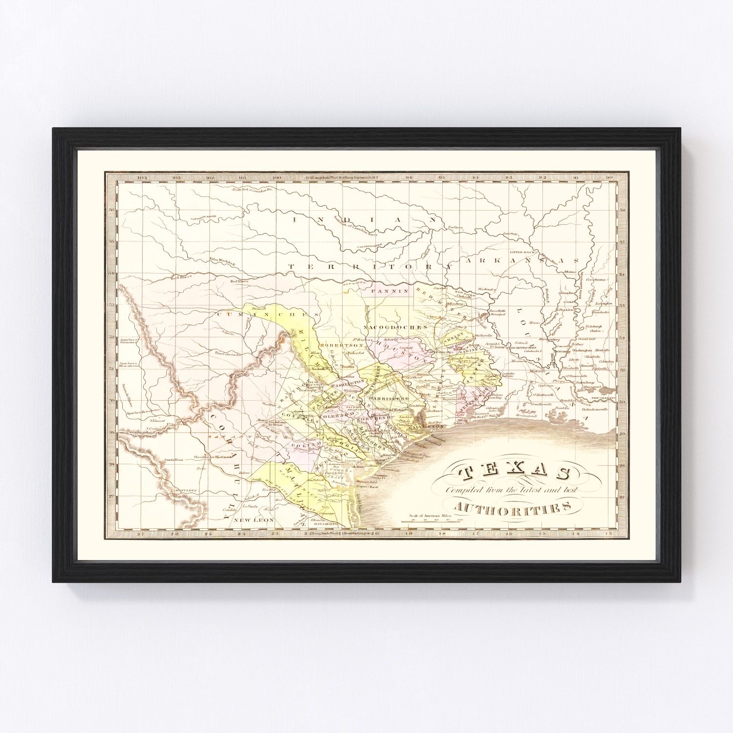 vintage map of Texas, 1842