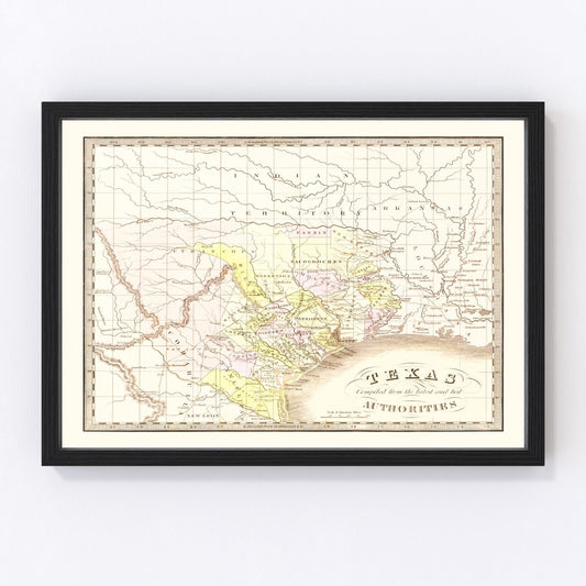 vintage map of Texas, 1842