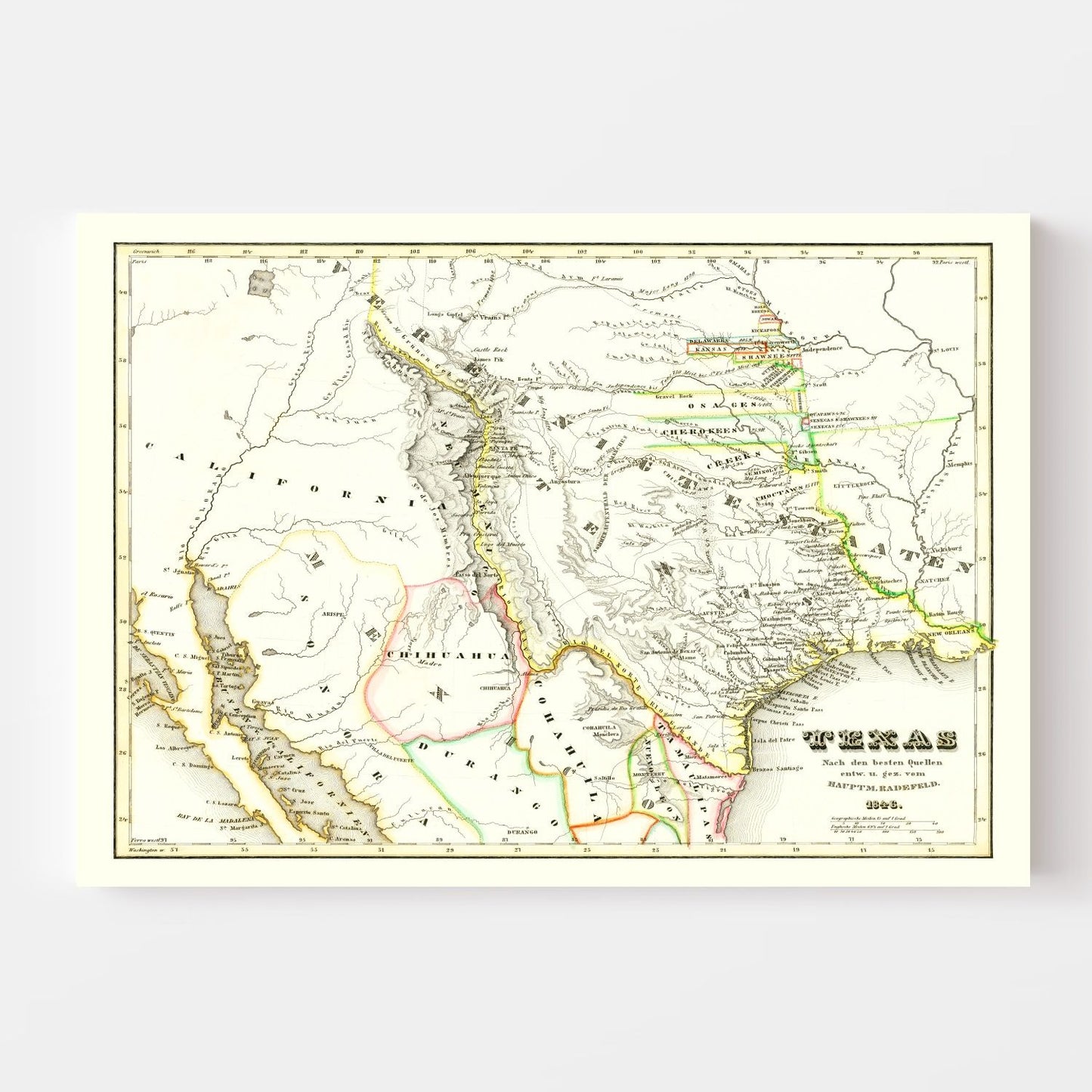 Vintage Map of Texas, 1846