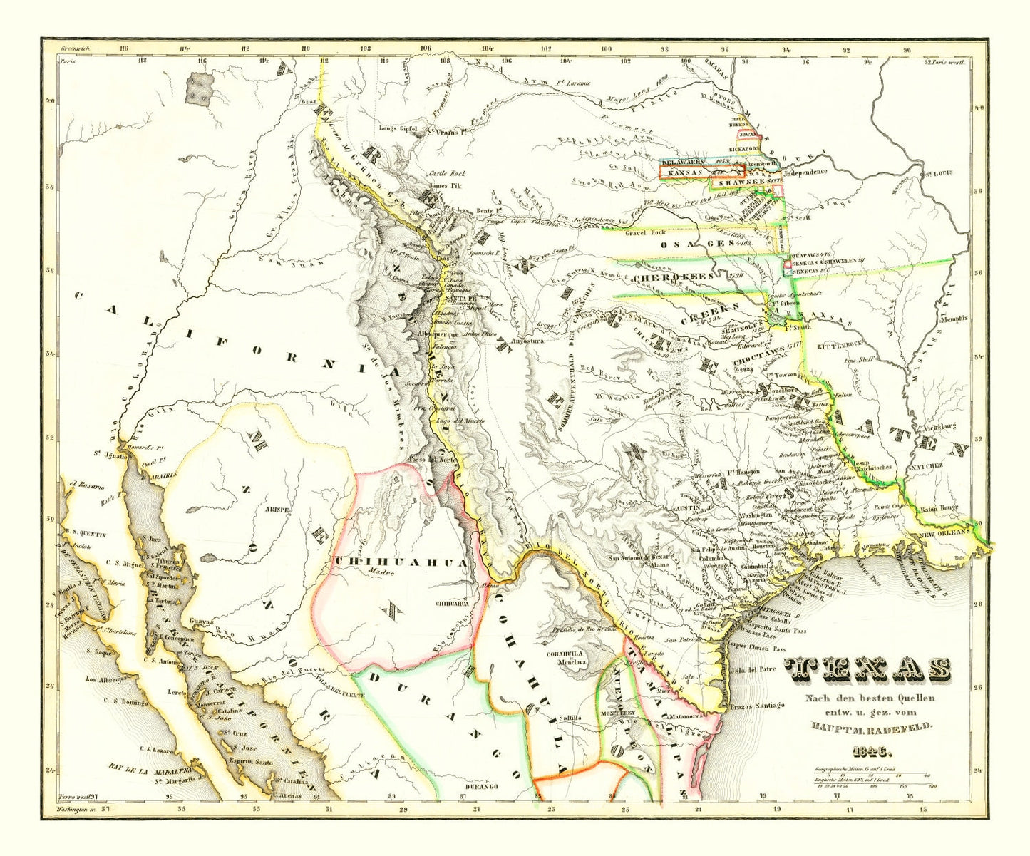 Vintage Map of Texas, 1846